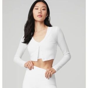 Alo Yoga Ribbed Cropped Whisper Cardigan